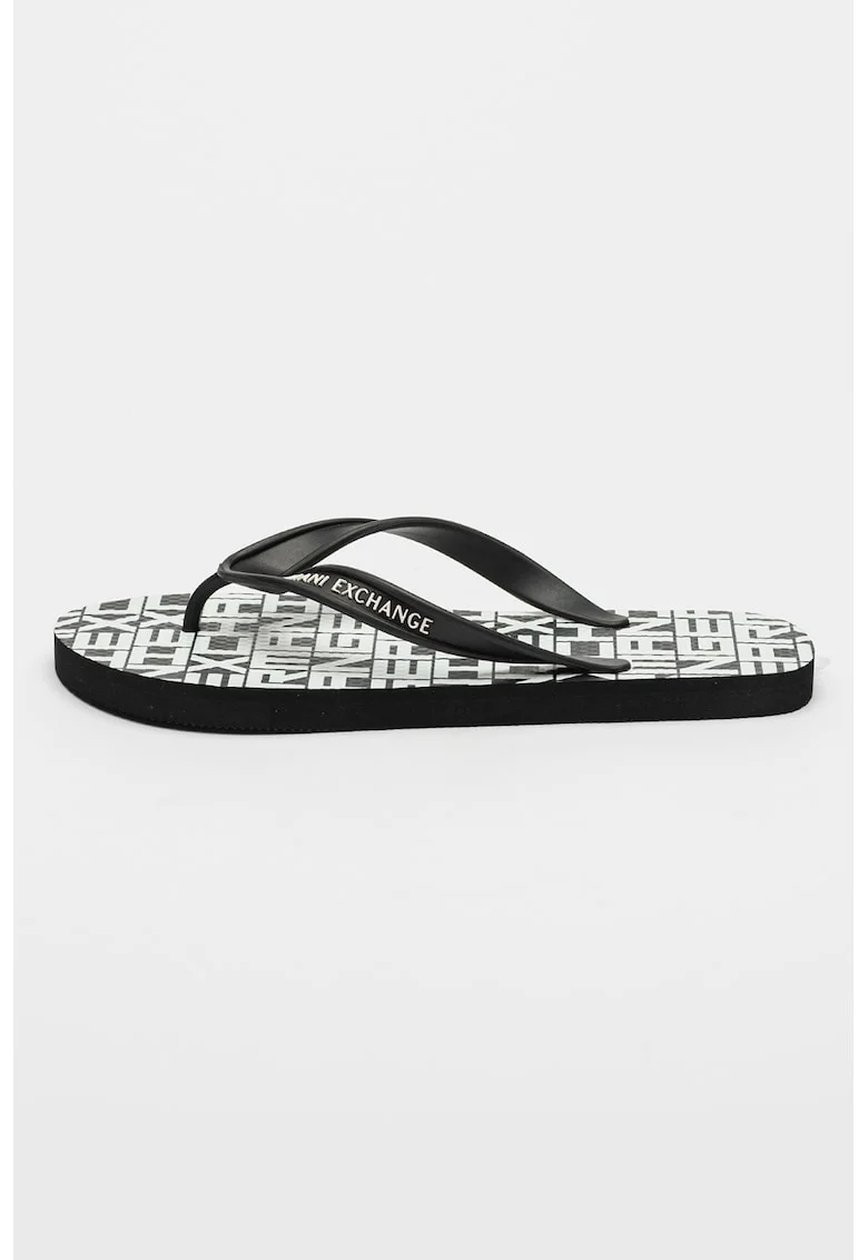 Papuci flip-flop de cauciuc, Negru/Negru stins