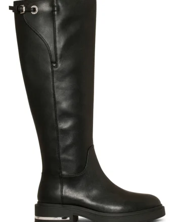 Cizme mid-calf de piele ecologica, Negru