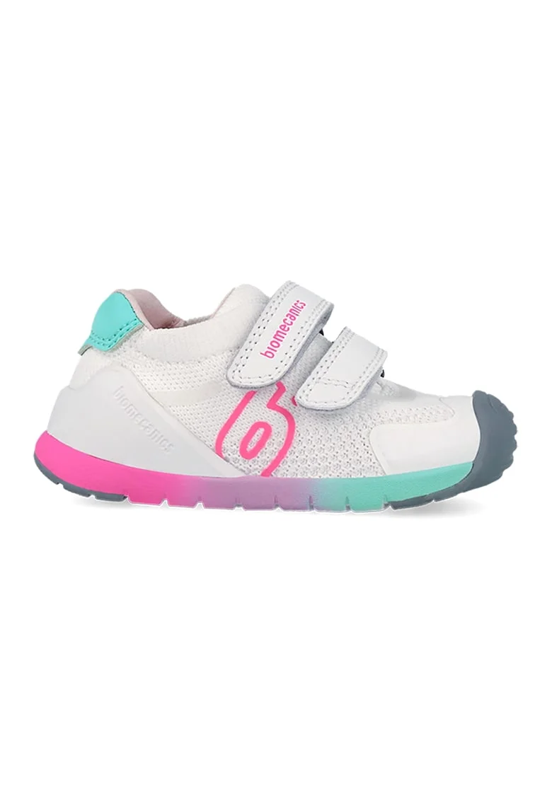 Pantofi sport din plasa cu inchidere cu banda velcro, Roz aprins/Alb murdar/Verde menta