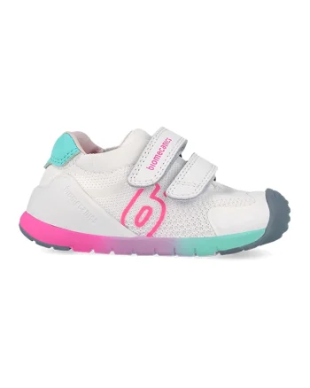 Pantofi sport din plasa cu inchidere cu banda velcro, Roz aprins/Alb murdar/Verde menta