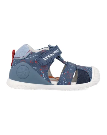 Sandale cu logo si velcro, Albastru inchis/Rosu inchis/Alb murdar