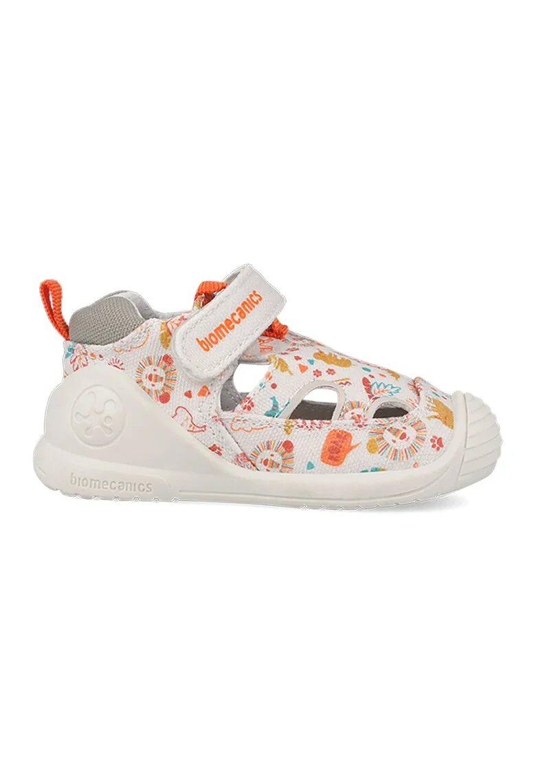 Pantofi sport din material textil cu velcro si model, Galben sofran/Portocaliu mandarina/Bej deschis