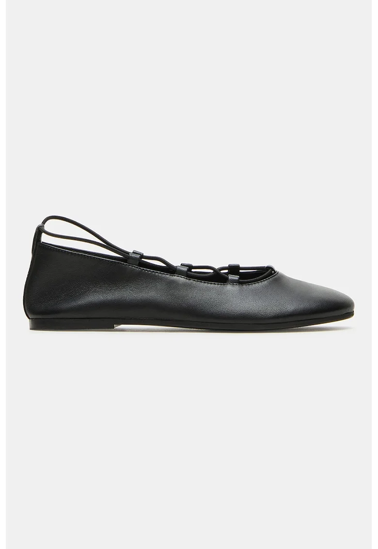 Balerini de piele cu sireturi elastice Bombshell, Negru