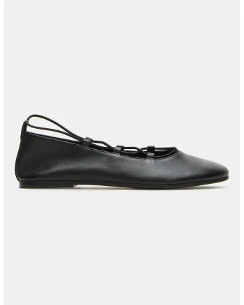 Balerini de piele cu sireturi elastice Bombshell, Negru
