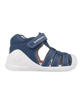 Sandale fisherman din piele cu velcro, Alb optic/Albastru petrol