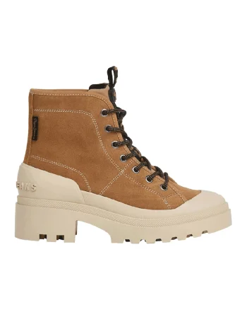 Ghete din piele intoarsa cu sireturi, Caramel
