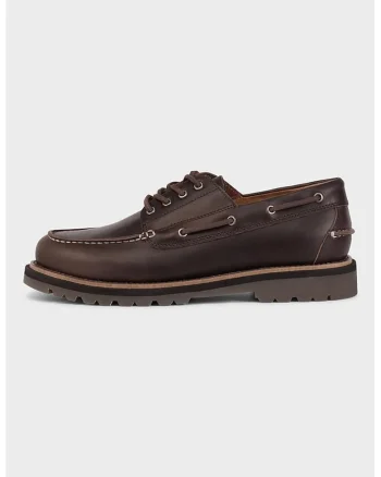 Pantofi din piele cu model uni, Maro inchis