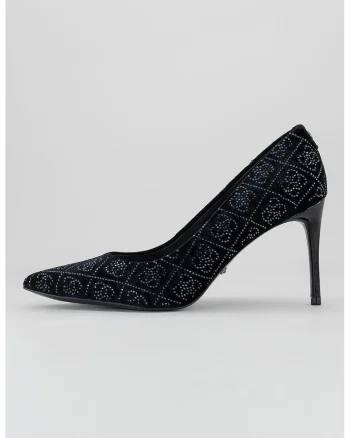 Pantofi stiletto cu aspect de catifea Rican, Negru