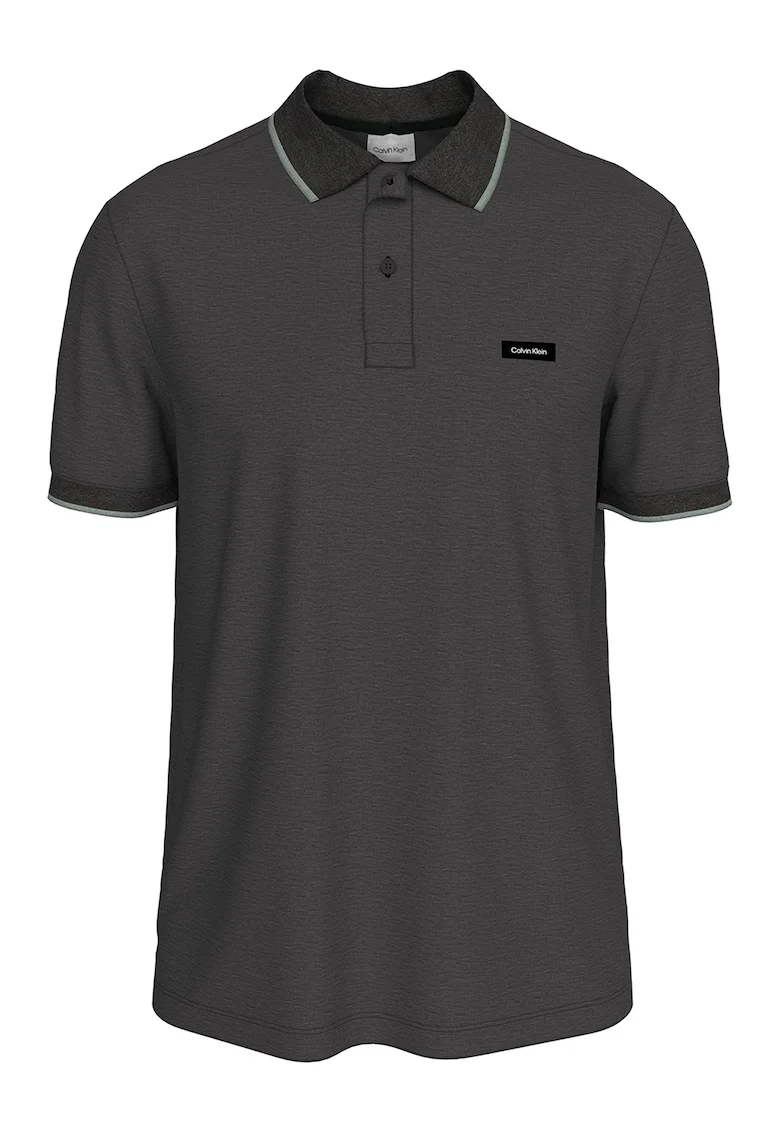 Tricou polo slim fit din material pique, Negru
