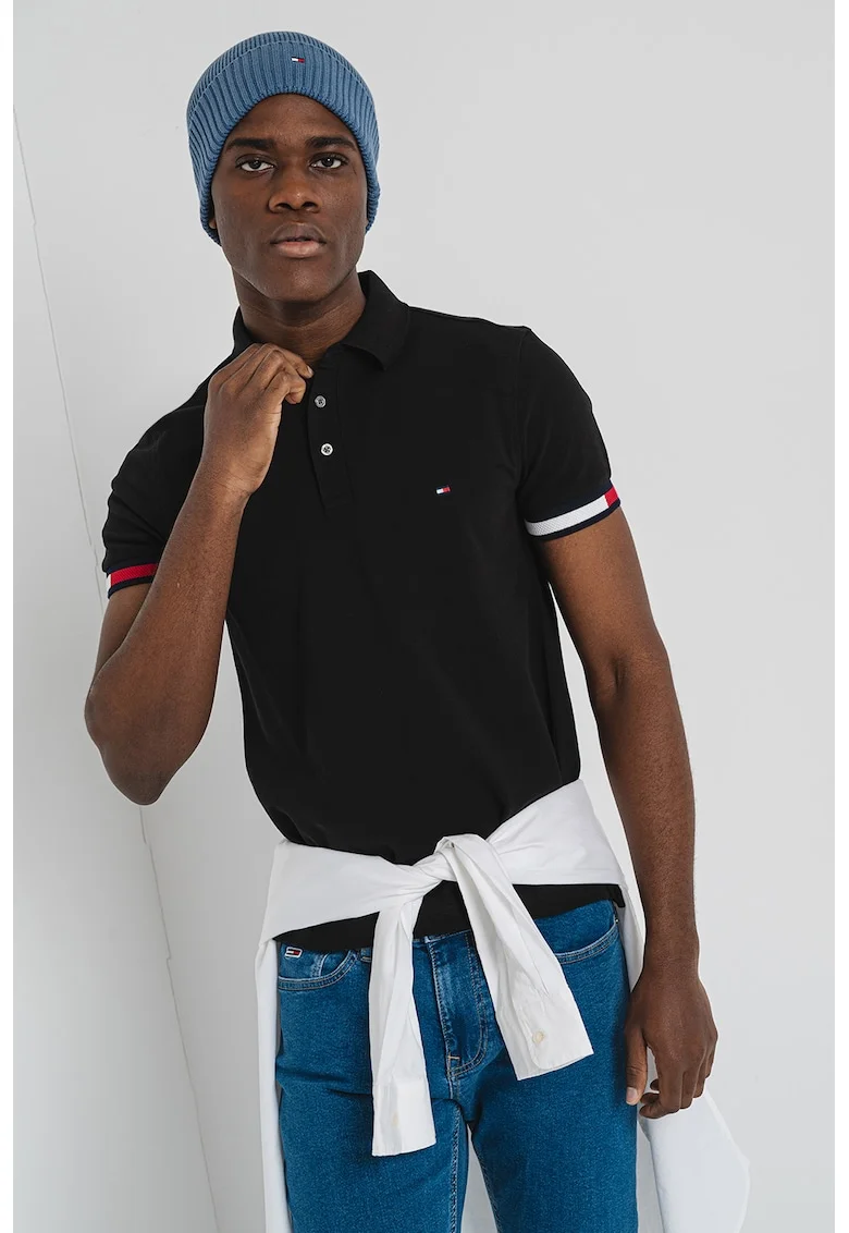 Tricou polo slim fit, Rosu/Alb/Negru