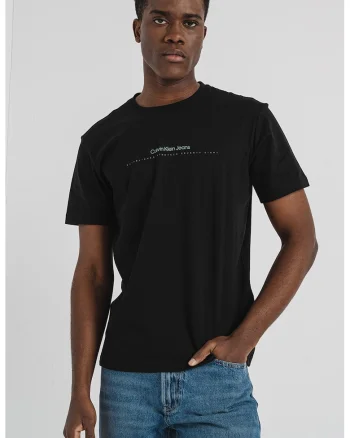 Tricou cu logo pe piept, Negru