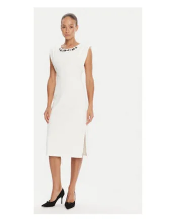 Rochie cocktail Dama,  Alb, poliester, elastan