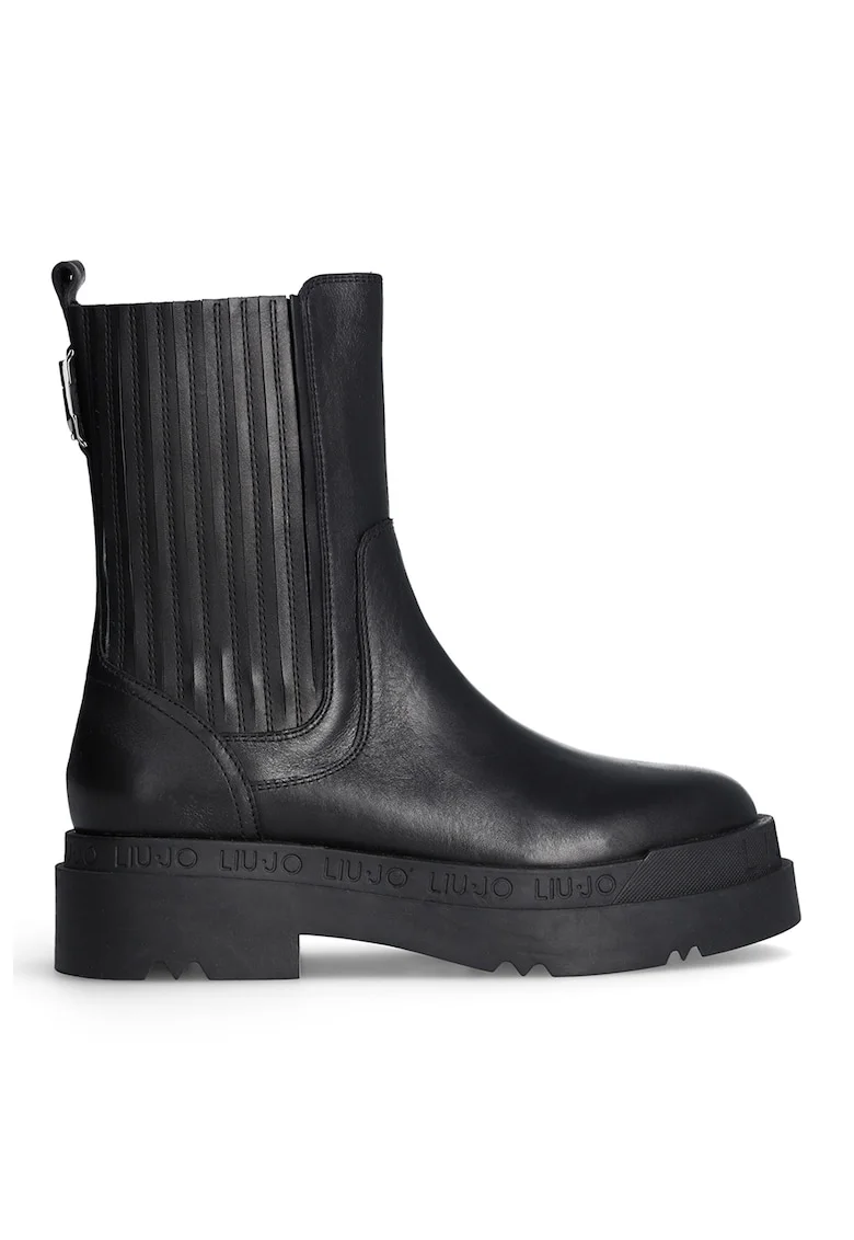 Ghete Chelsea de piele si piele ecologica, Negru
