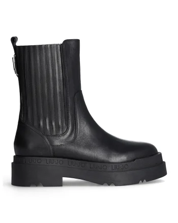 Ghete Chelsea de piele si piele ecologica, Negru