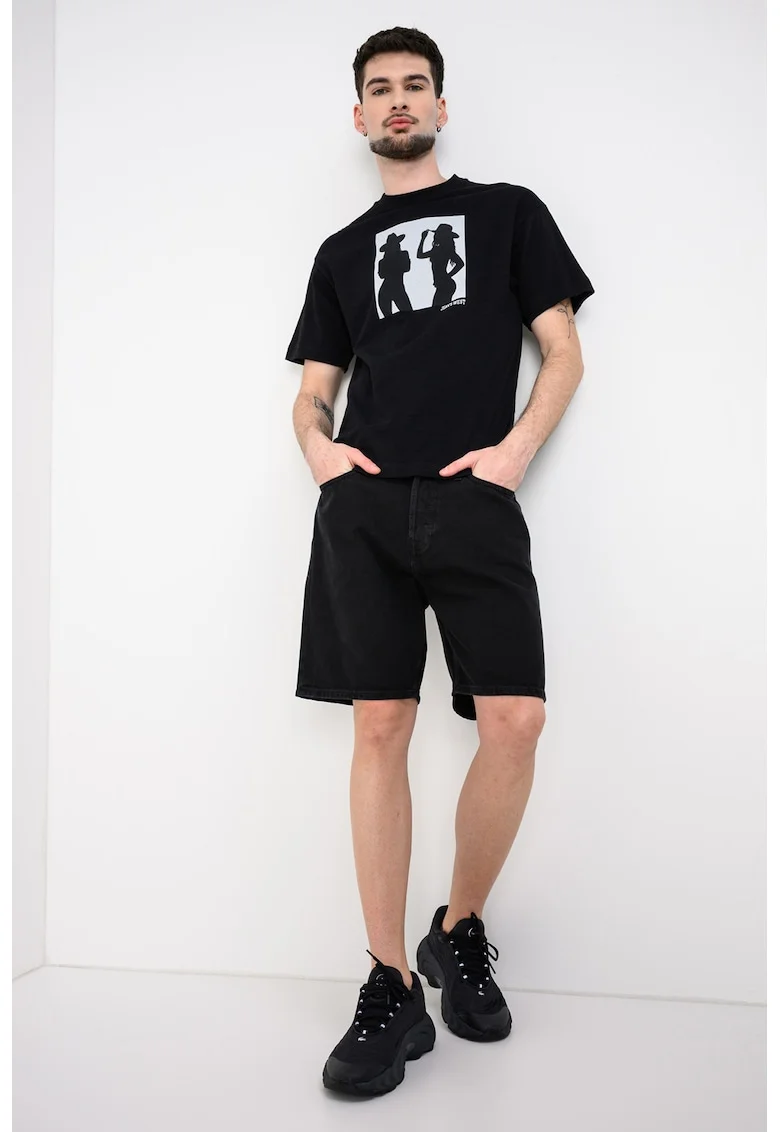 Tricou din bumbac cu imprimeu, Negru/Gri
