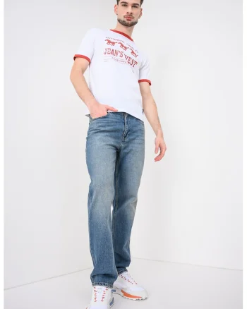 Tricou din bumbac cu imprimeu text, Rosu/Alb
