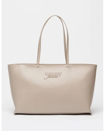 Geanta tote de piele ecologica cu logo in relief Must, Alb fildes
