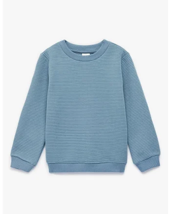 Bluza de trening cu striatii si model uni, Albastru pastel