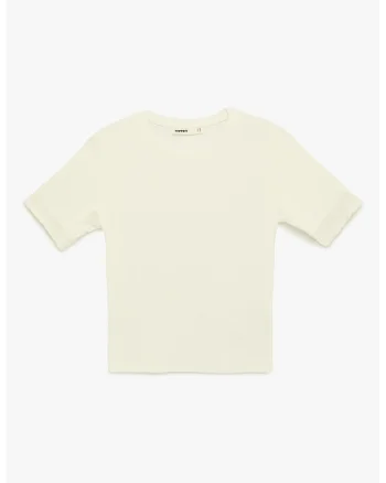 Tricou slim-fit cu model uni, Crem