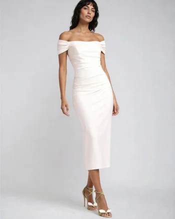 Rochie midi din lyocell cu drapaje Zeya