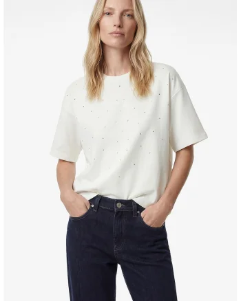 Tricou lejer cu model uni, Alb murdar