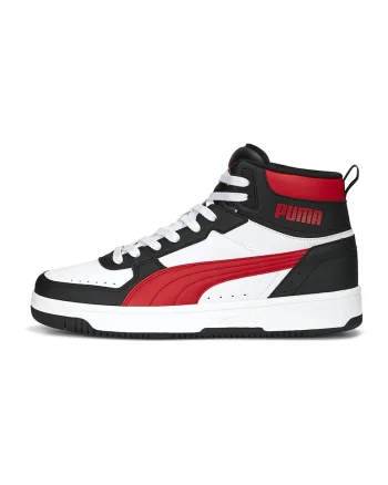Pantofi sport mid-high de piele ecologica Rebound Joy, Rosu/Negru/Alb murdar