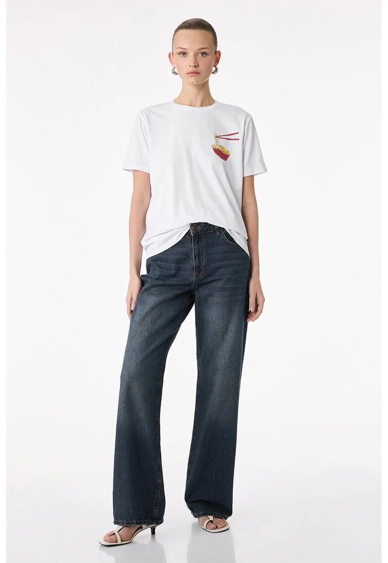 Tricou lejer din bumbac, Alb