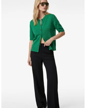 Pantaloni drepti cu buzunare cu refilet pe partea din spate, Negru