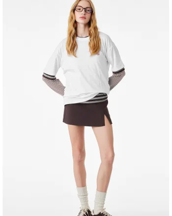 Tricou din bumbac cu imprimeu pe partea din spate, Alb murdar