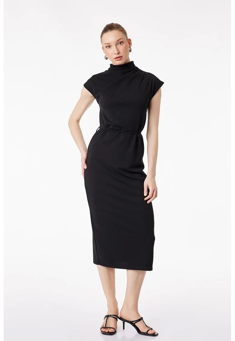 Rochie midi cu maneci scurte, Negru