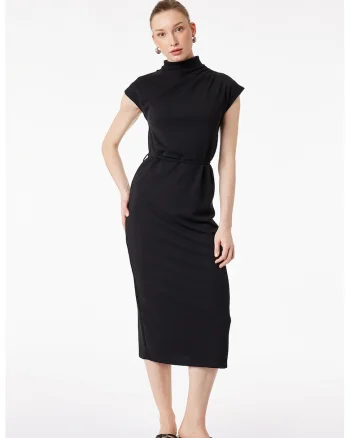 Rochie midi cu maneci scurte, Negru