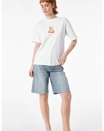 Tricou din bumbac cu imprimeu, Alb