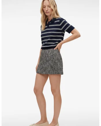 Fusta mini cu model herringbone, Negru/Alb murdar