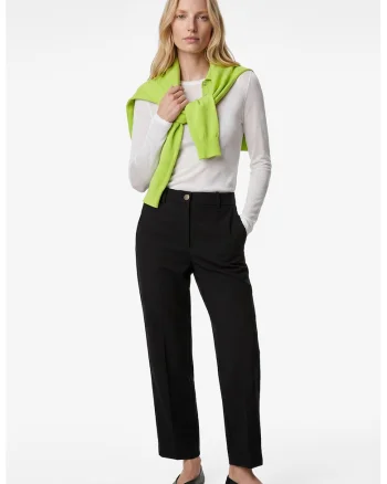 Pantaloni cu croiala barrel si talie medie, Negru