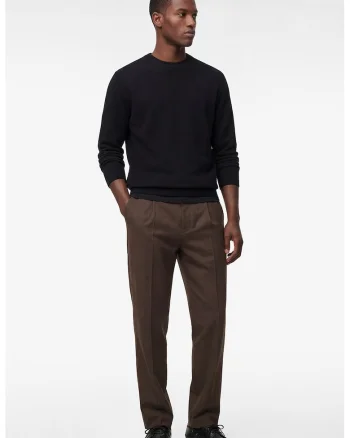 Pantaloni chino relaxed fit cu pliuri, Maro