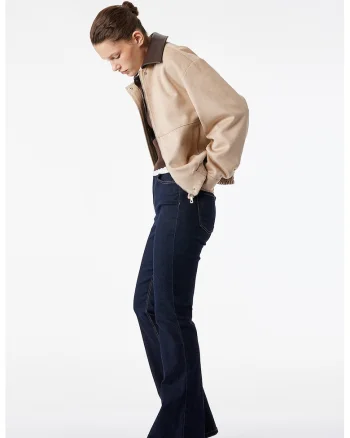 Blugi cu croiala bootcut si talie inalta, Albastru inchis