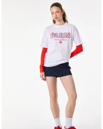 Tricou lejer cu imprimeu, Alb