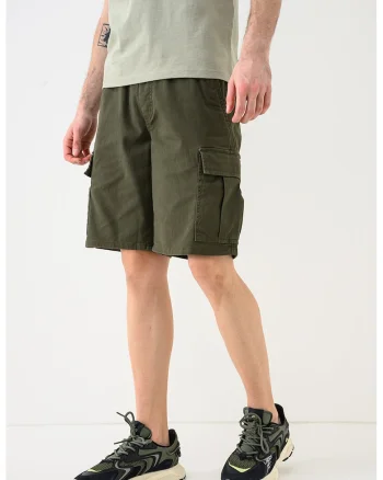 Pantaloni scurti cargo cu snur Dylan, Verde masliniu inchis