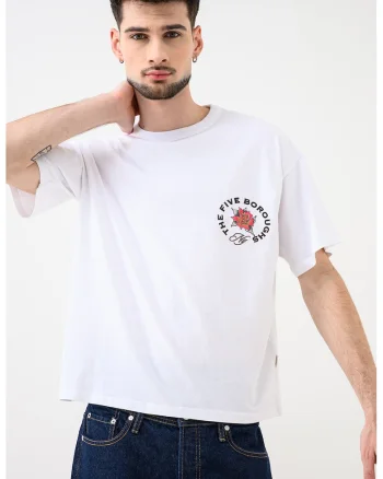 Tricou cu imprimeu pe piept Jorupstate, Alb/Negru antracit