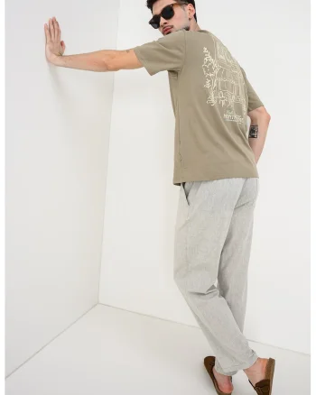 Tricou de bumbac cu imprimeu Fredo, Sage Green/Bej deschis