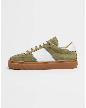 Pantofi sport din piele intoarsa cu garnituri din piele Enjoy, Alb/Verde sparanghel