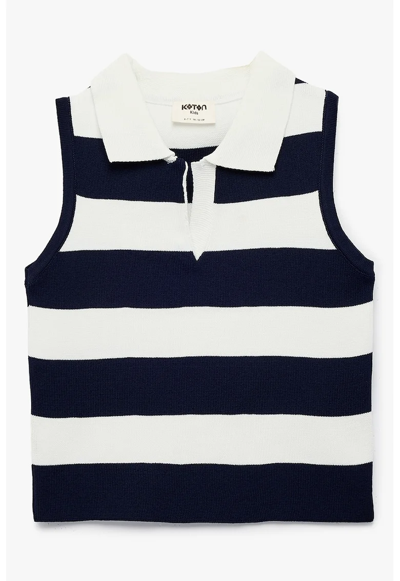 Top din tricot cu model, Negru/Alb murdar