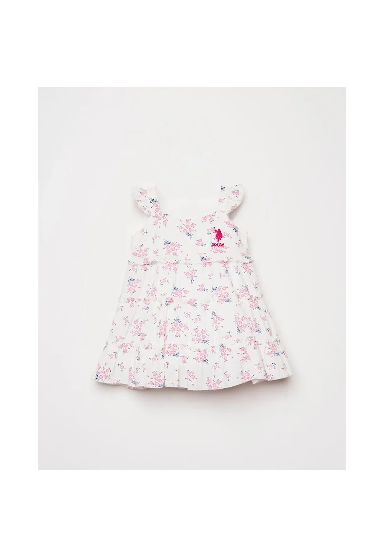Rochie cu model floral, Roz