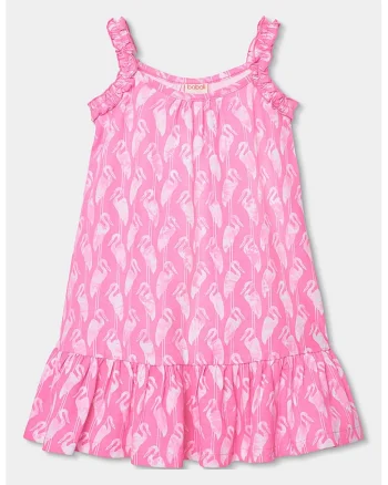 Rochie fara maneci cu imprimeu, Roz