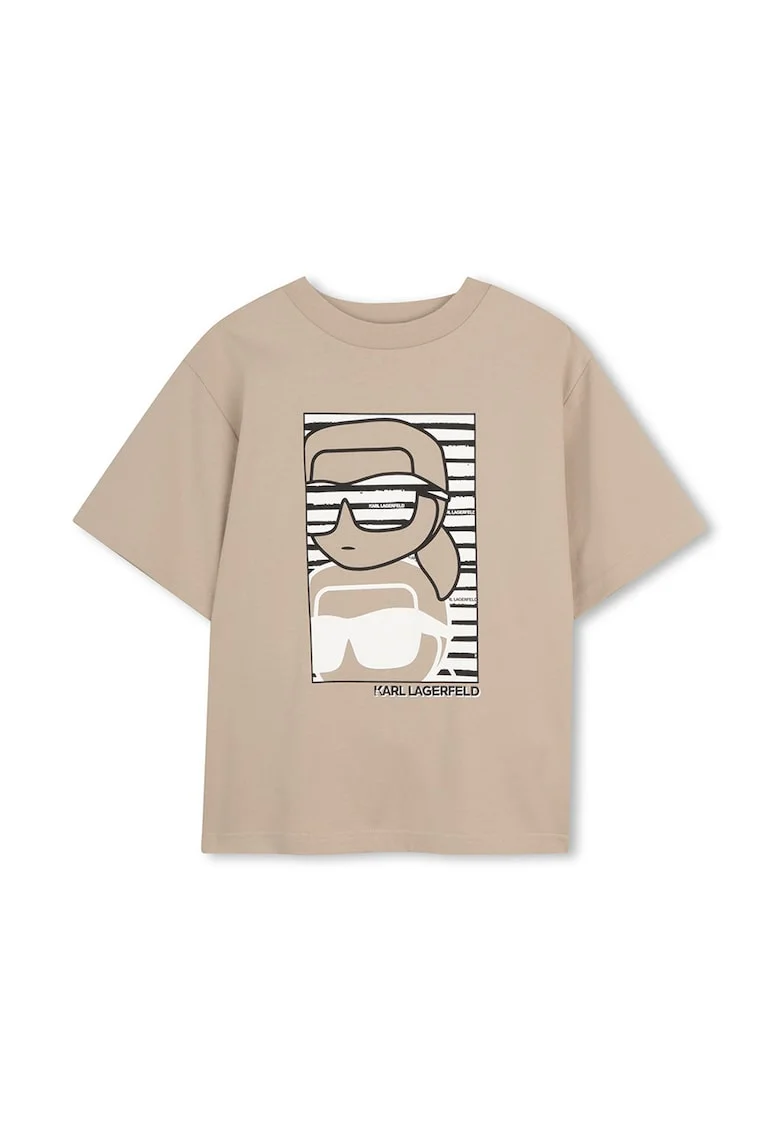 Tricou cu imprimeu logo, Negru stins/Alb optic/Bej deschis
