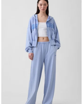 Pantaloni de trening cu croiala ampla si talie elastica, Albastru lavanda
