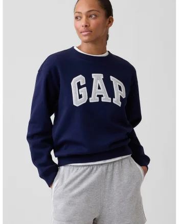 Bluza de trening cu decolteu la baza gatului si logo, Bleumarin