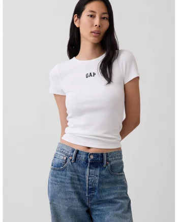 Tricou slim fit din amestec de modal cu logo brodat, Alb