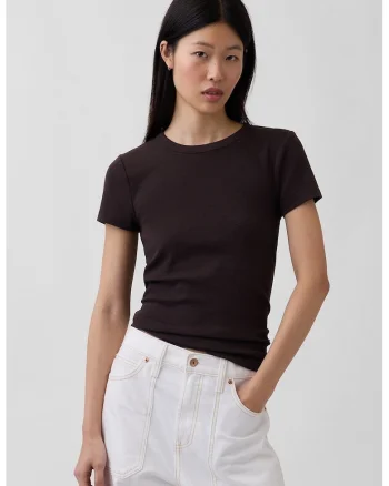 Tricou slim fit din amestec de modal, Maro inchis