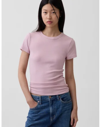 Tricou slim fit din amestec de modal, Roz prafuit